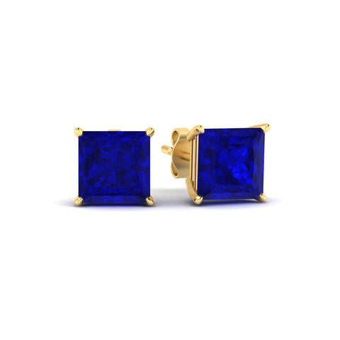 Princess Cut 4 Prong Lab Sapphire Stud Earrings