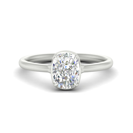 Cushion Cut Flush Collet Set Solitaire Engagement Ring