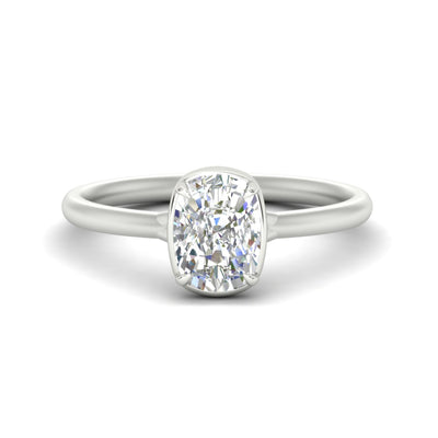 Flush Collet Cushion Cut Solitaire Engagement Ring