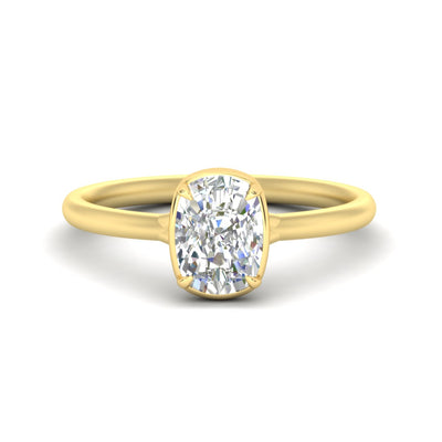 Flush Collet Cushion Cut Solitaire Engagement Ring