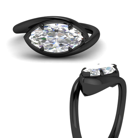 Bypass Twist Marquise Cut Diamond Solitaire Rings