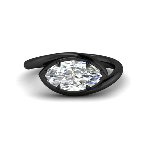 Bypass Twist Marquise Cut Diamond Solitaire Rings