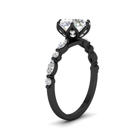 Tulip Setting Round Diamond Engagement Ring
