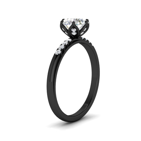Scalloped Tulip Round Cut Diamond Engagement Ring