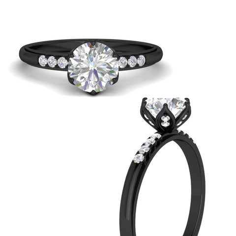 Scalloped Tulip Round Cut Diamond Engagement Ring