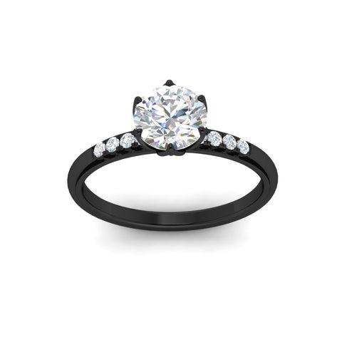 Scalloped Tulip Round Cut Diamond Engagement Ring