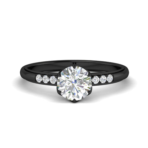 Scalloped Tulip Round Cut Diamond Engagement Ring