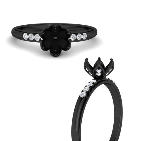 Tulip Head Semi Mount Diamond Engagement Ring