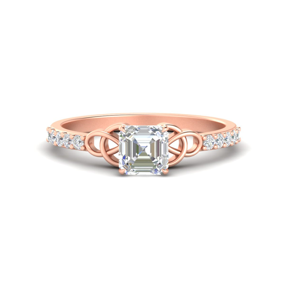 Three Stone Asscher Cut Twisted Vine Ring