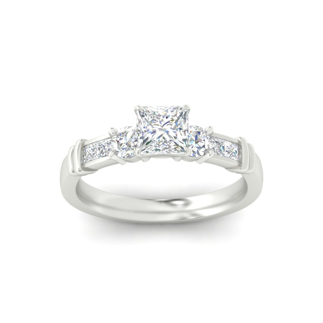 Princess Cut Channel Bar Set Diamond Ring