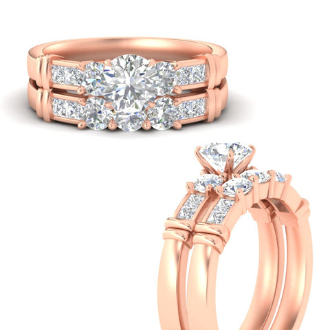 Channel Bar Diamond Wedding Ring Set