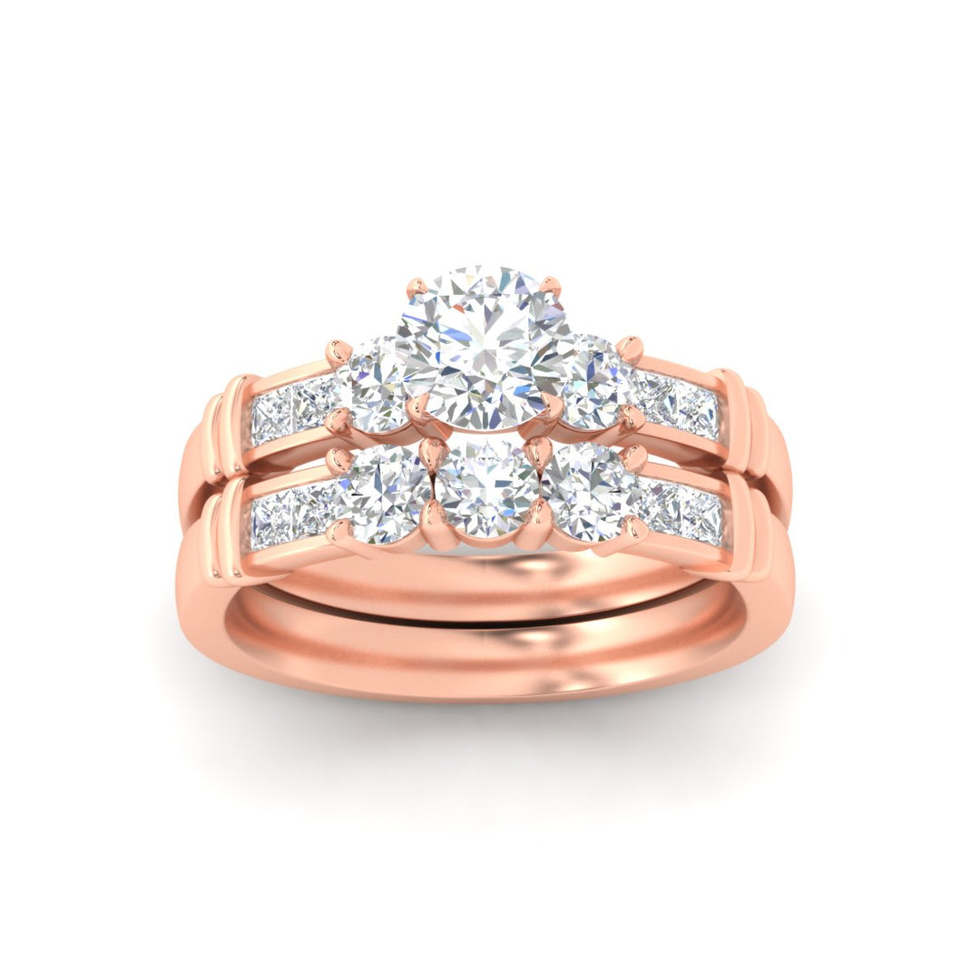 Channel Bar Diamond Wedding Ring Set
