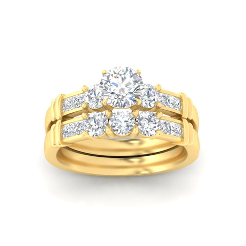Channel Bar Diamond Wedding Ring Set