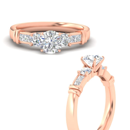 Round Cut Channel Bar Set Diamond Ring