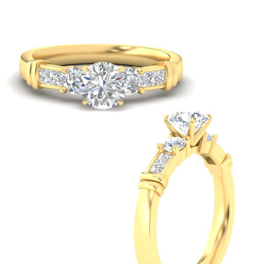 Round Cut Channel Bar Set Diamond Ring