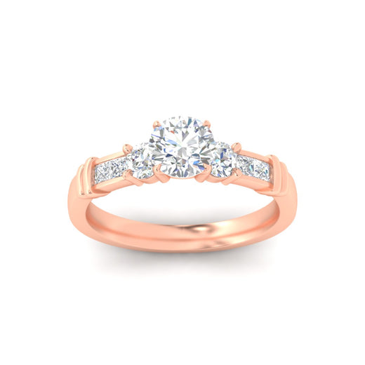 Round Cut Channel Bar Set Diamond Ring