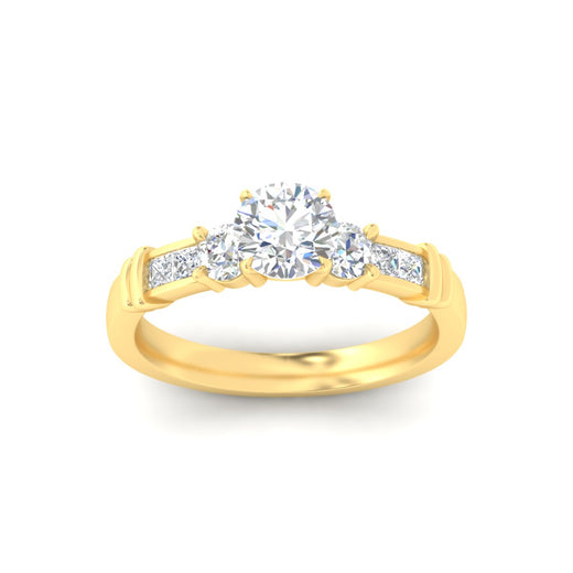 Round Cut Channel Bar Set Diamond Ring
