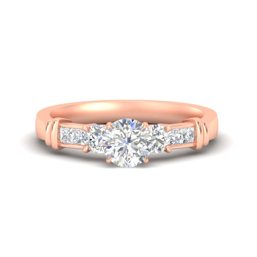 Round Cut Channel Bar Set Diamond Ring
