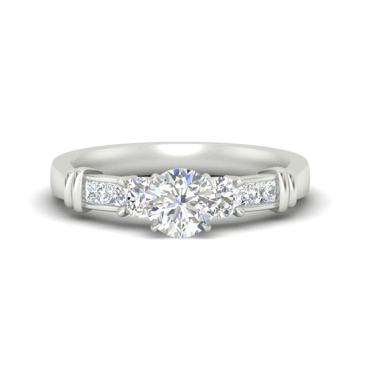 Round Cut Channel Bar Set Diamond Ring
