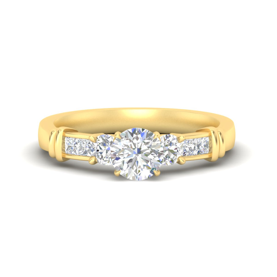 Round Cut Channel Bar Set Diamond Ring