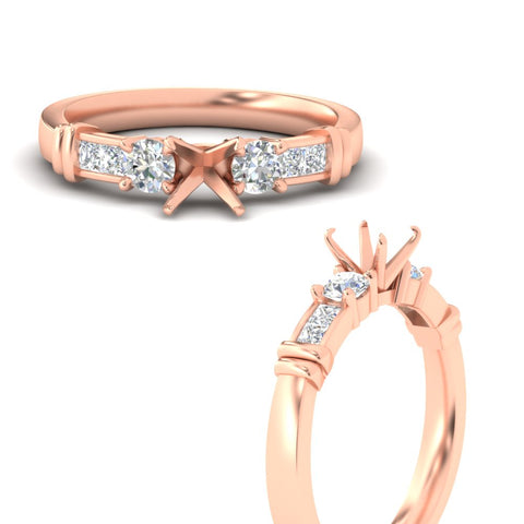 Semi Mount Channel Bar Set Diamond Engagement Ring