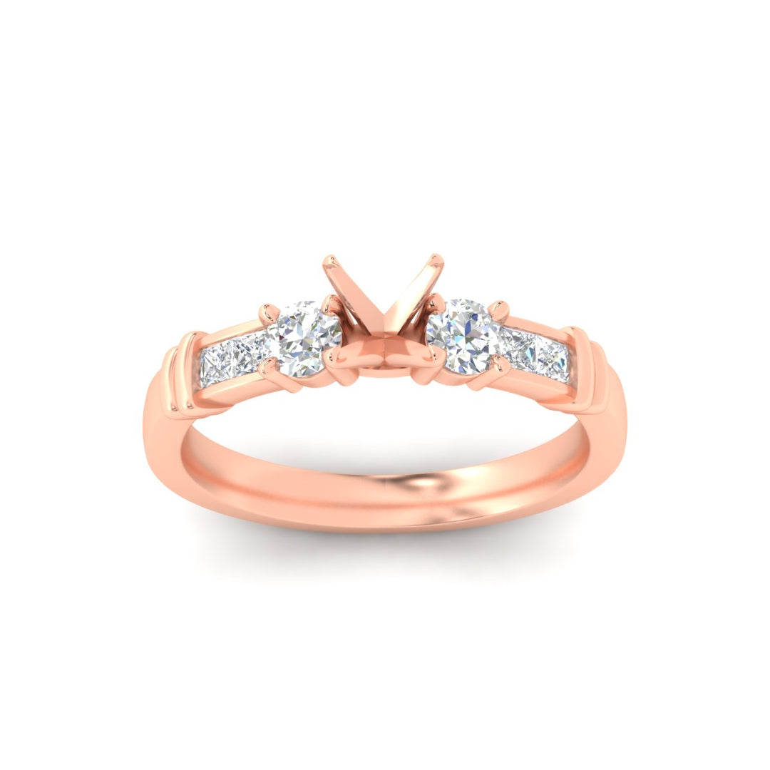 Semi Mount Channel Bar Set Diamond Engagement Ring