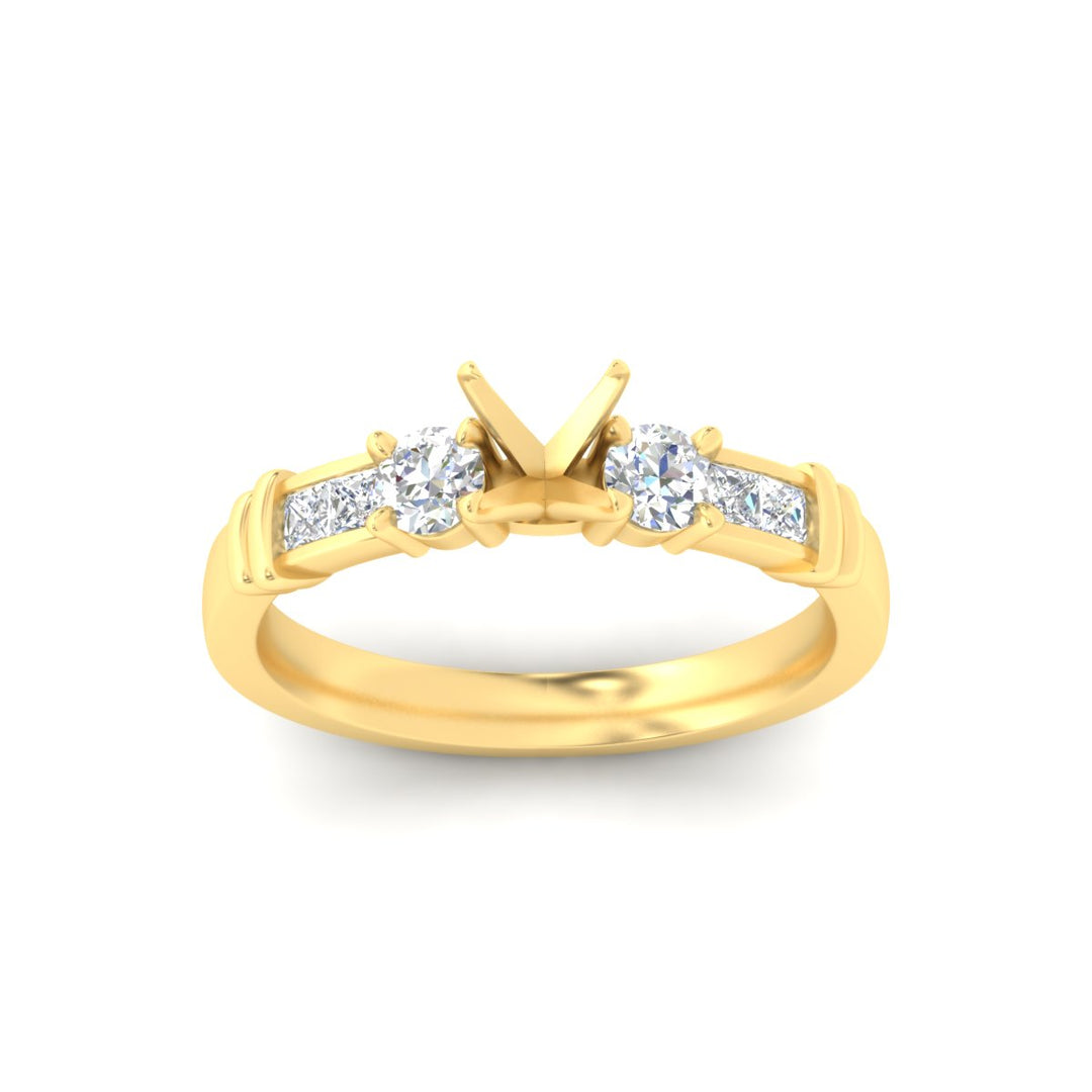 Semi Mount Channel Bar Set Diamond Engagement Ring