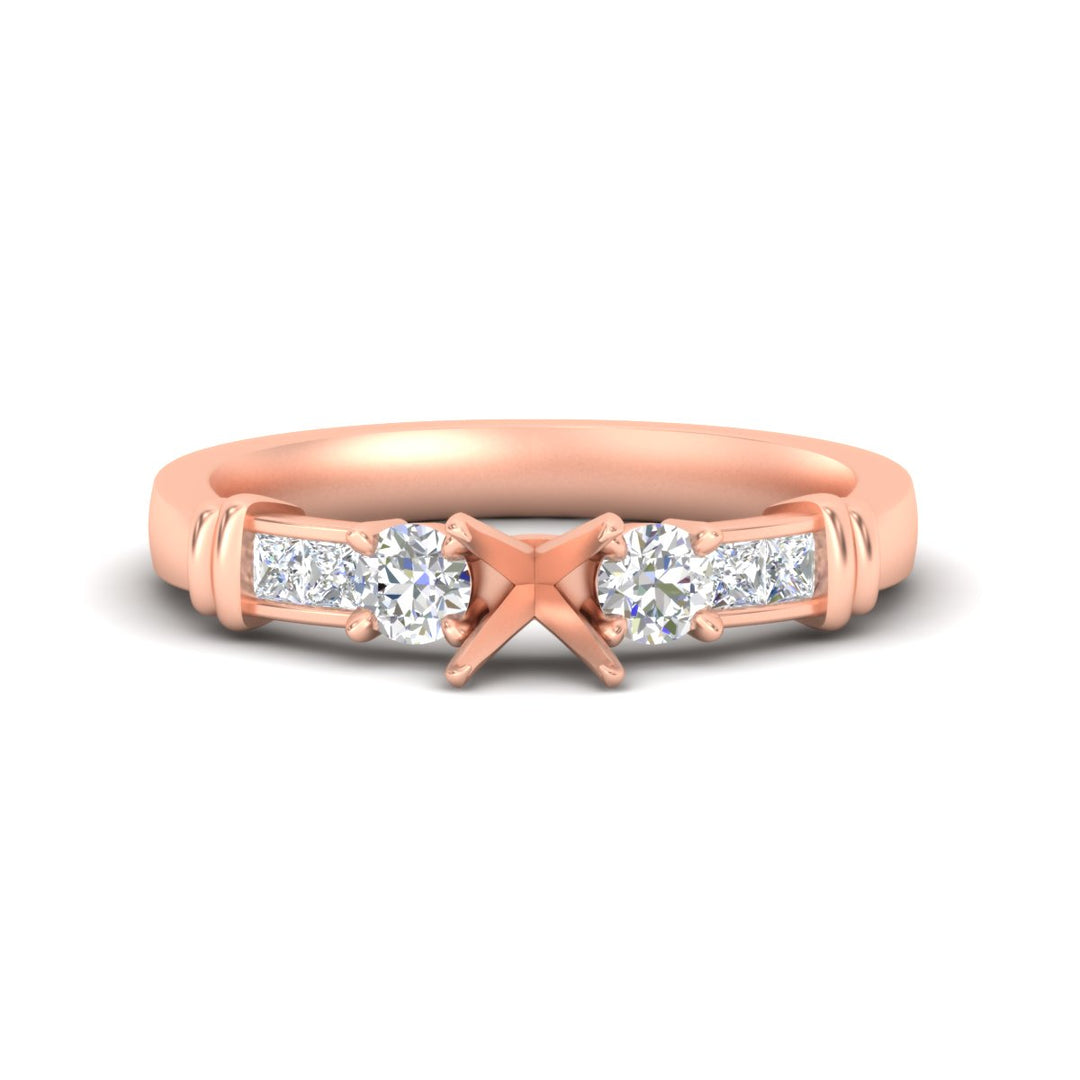 Semi Mount Channel Bar Set Diamond Engagement Ring