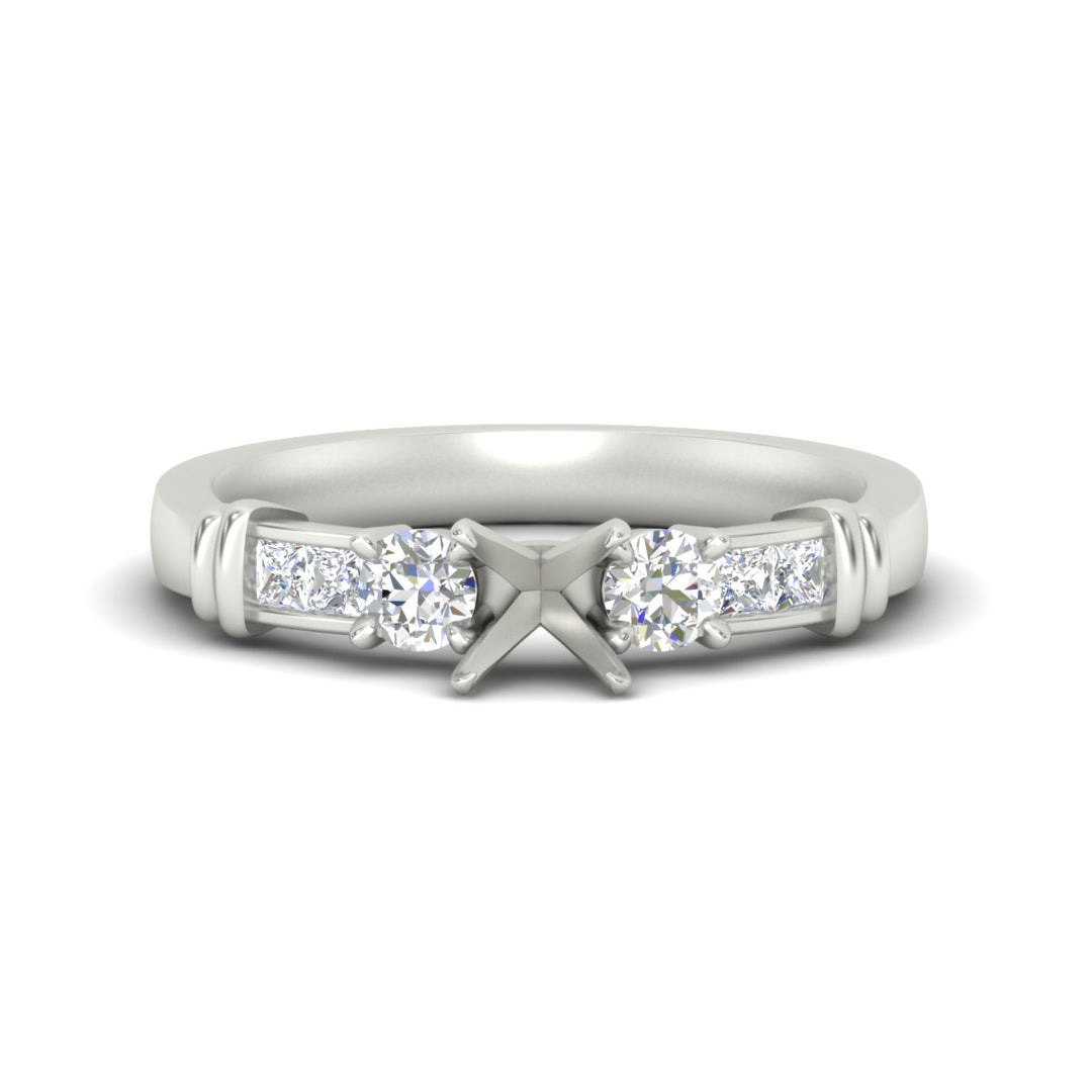 Semi Mount Channel Bar Set Diamond Engagement Ring