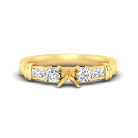 Semi Mount Channel Bar Set Diamond Engagement Ring