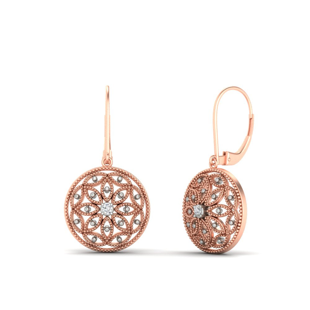 Filigree Circle Drop Lever Back Earring – Fascinating Diamonds
