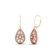 Filigree Diamond Openwork Teardrop Earrings