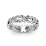 Load image into Gallery viewer, filigree-simple-gold-wedding-band-for-women-in-14K-white-gold-FD50063BANGLE5-NL-WG
