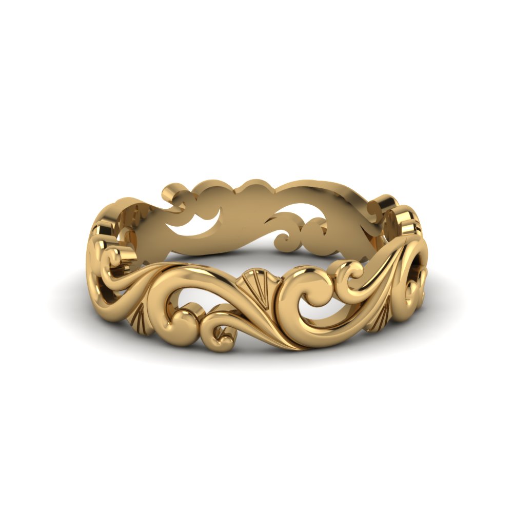 filigree-simple-gold-wedding-band-for-women-in-14K-yellow-gold-FD50063B-NL-YG