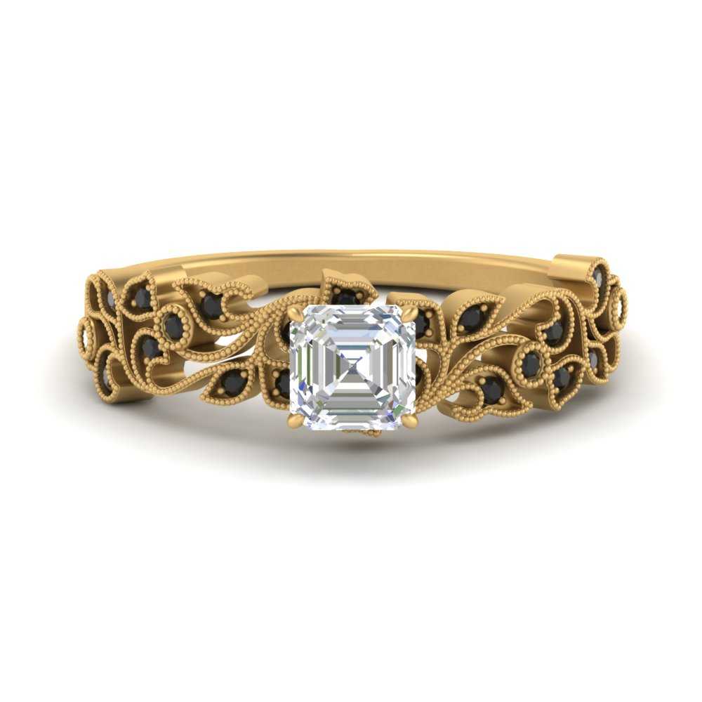 Asscher Cut Filigree Wide Band Engagement Ring