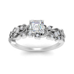 Load image into Gallery viewer, Asscher Cut Filigree Wide Band Engagement Ring