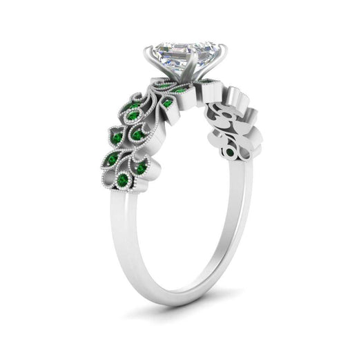 Asscher Cut Filigree Wide Band Engagement Ring