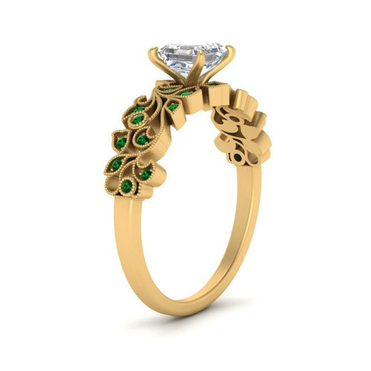 Asscher Cut Filigree Wide Band Engagement Ring