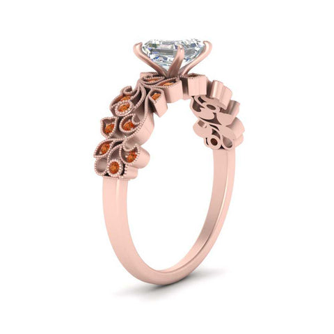 Asscher Cut Filigree Wide Band Engagement Ring
