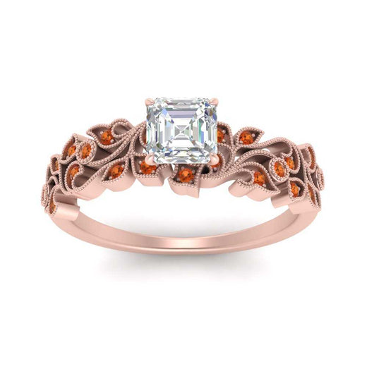 Asscher Cut Filigree Wide Band Engagement Ring