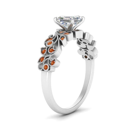 Asscher Cut Filigree Wide Band Engagement Ring