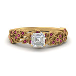 Load image into Gallery viewer, Asscher Cut Filigree Wide Band Engagement Ring