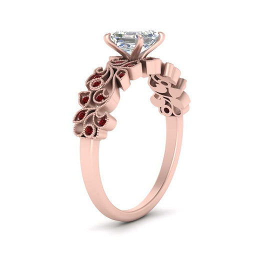 Asscher Cut Filigree Wide Band Engagement Ring