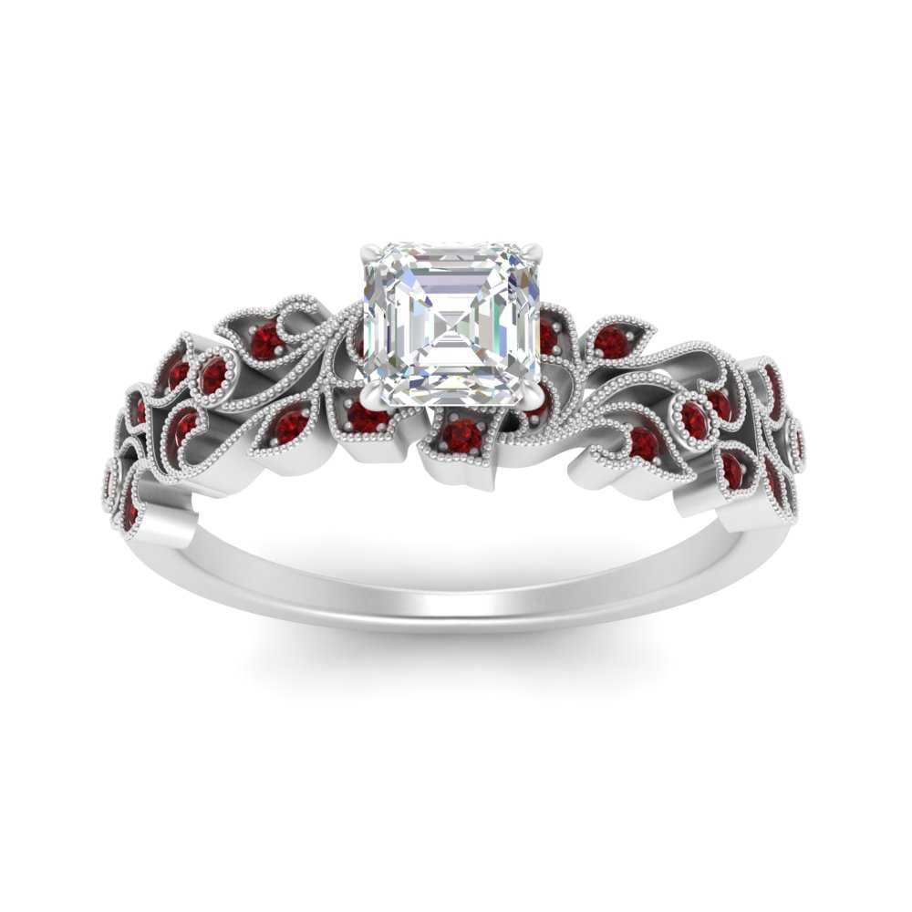Asscher Cut Filigree Wide Band Engagement Ring