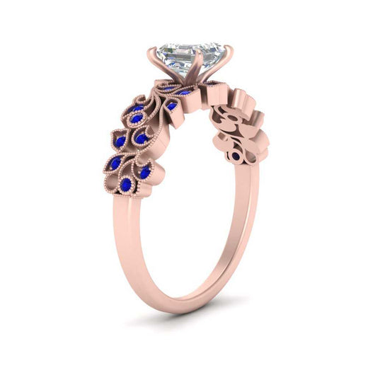 Asscher Cut Filigree Wide Band Engagement Ring