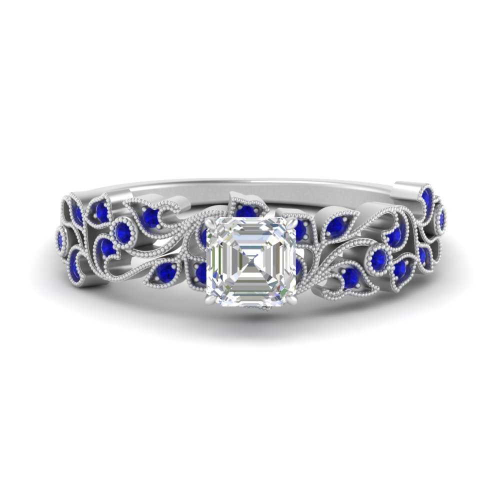 Asscher Cut Filigree Wide Band Engagement Ring