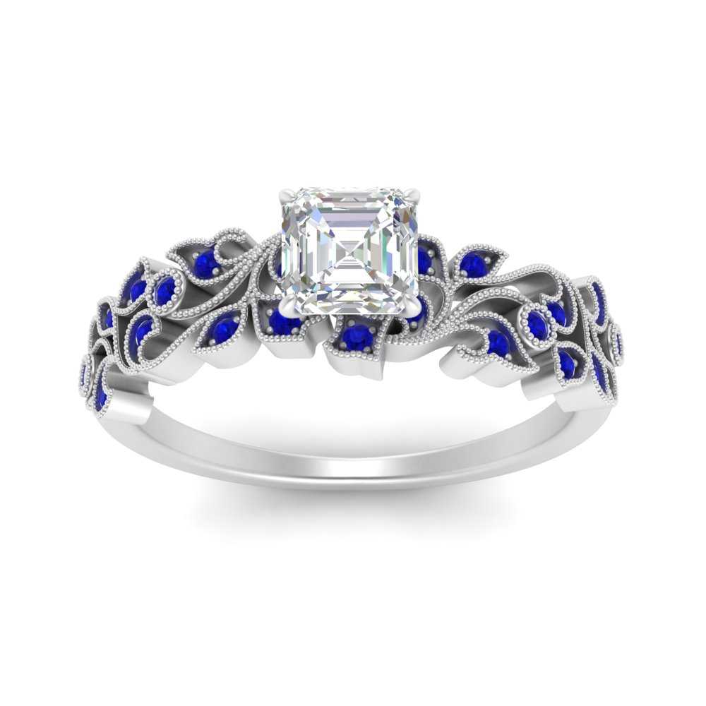 Asscher Cut Filigree Wide Band Engagement Ring