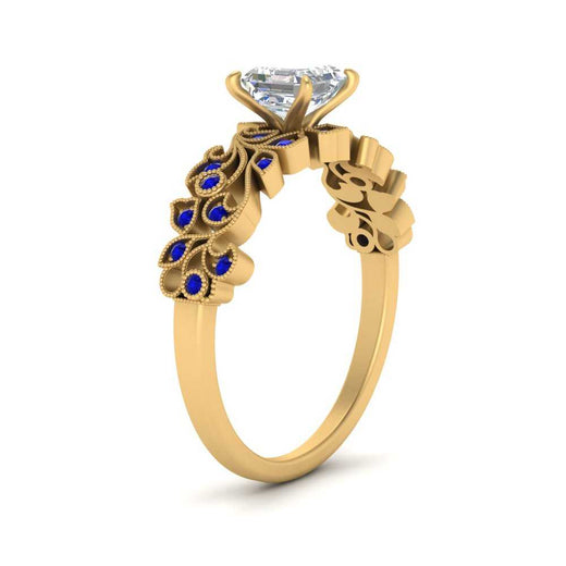 Asscher Cut Filigree Wide Band Engagement Ring