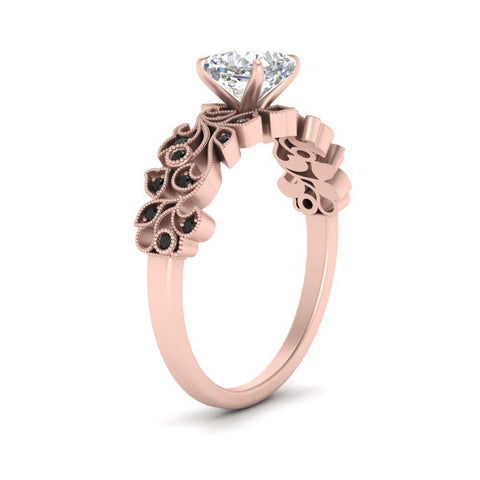 Cushion Cut Filigree Wide Band Engagement Ring