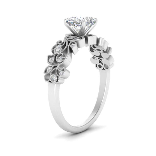 Cushion Cut Filigree Wide Band Engagement Ring